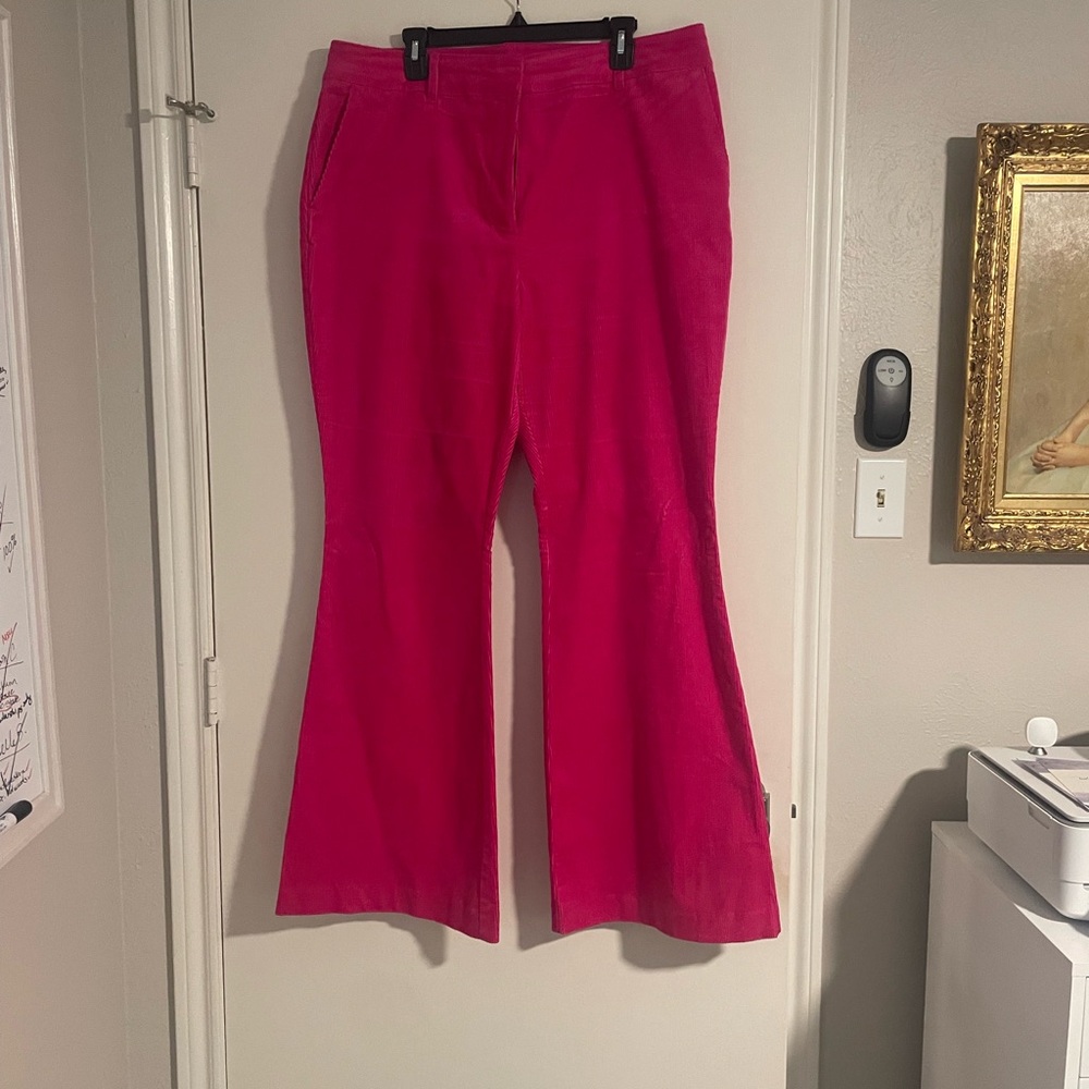 Boden Hot Pink Corduroy Flare Trouser, Size 16/18